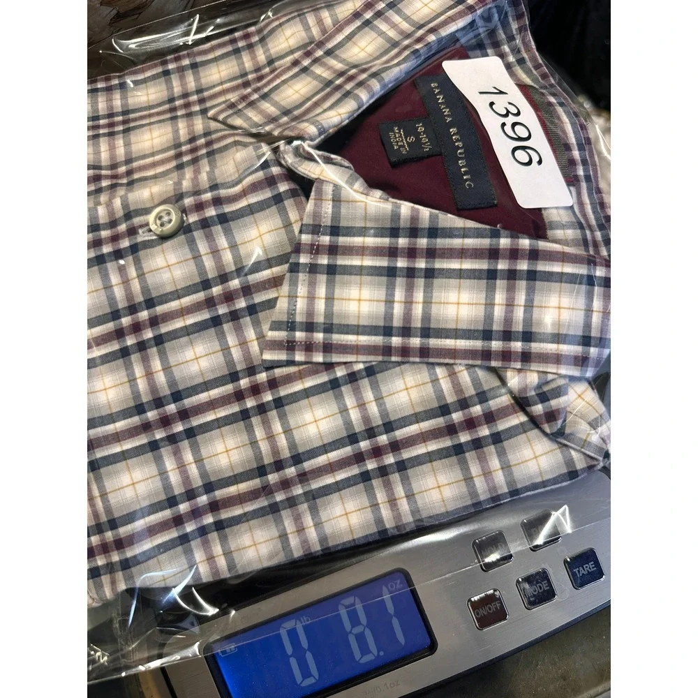 Banana Republic Mens Small Plaid Button Down Shirt Stretch Epaulets Burgundy S